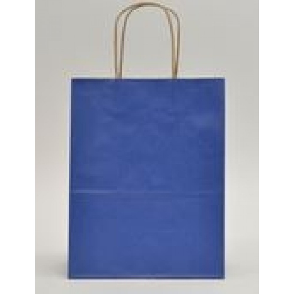 Custom Imprinted Solid Tint on Kraft Parade Blue Bag (8"x4.5"x10.25")