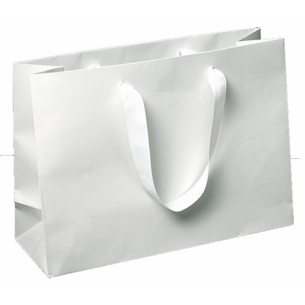 Grosgrain Ribbon Handle Matte Eurotote (12.5x4.5x9) Custom Printed