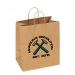 Custom Imprinted 100% Recycled Custom Paper Tan Kraft Shopping Bag w/ Twisted Handles (13"x7"x13")