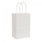 Custom Imprinted White Kraft Shopping Bag (5.5"x3.25"x8.375")