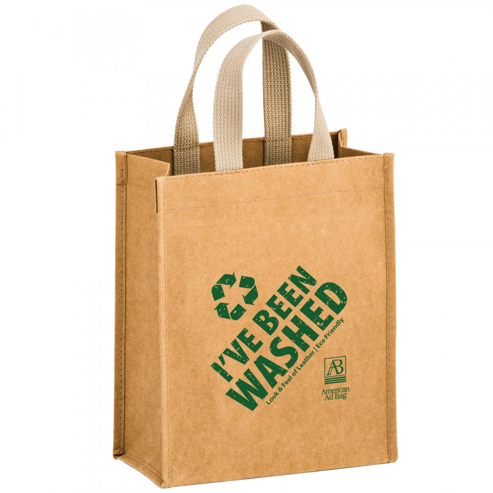 Logo Imprinted CYCLONE - Washable Kraft Paper Tote Bag w/ Web Handle (8"x4"x10") - SP Logo Imprinted CYCLONE - Washable Kraft Paper Tote Bag w/ Web Handle (8"x4"x10") - SP