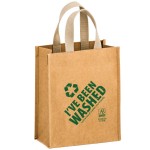 Logo Imprinted CYCLONE - Washable Kraft Paper Tote Bag w/ Web Handle (8"x4"x10") - SP
