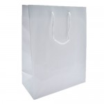 Logo Imprinted Colored Hot Stamped Gloss Eurotote Bag (10"x5"x13") (White)
