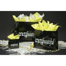 Gloss Traditional Shape Gloss Black Euro Tote (6.5"x3.5"x6.5") Logo Imprinted