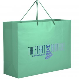 Custom Printed Pastel Matte Laminated Euro Tote Bag w/ Macrame Rope Handles (13"x5"x10") - Foil Stamp