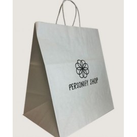 White Kraft Paper Shopping Bag (14"x10"x16") Custom Printed