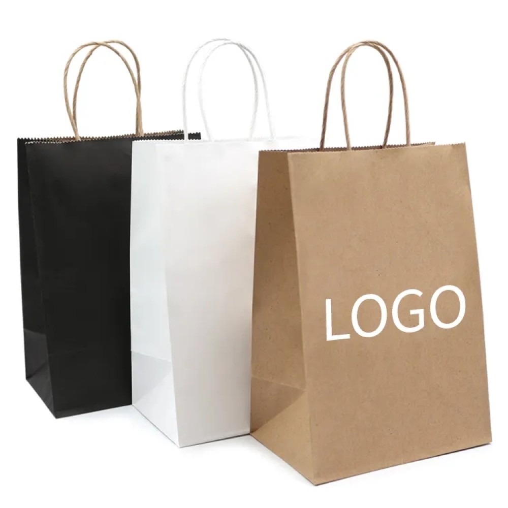 Kraft Paper Twisted Handle Shopping Carrier Bag Custom Imprinted