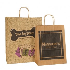 Custom Imprinted 100% Recycled Custom Paper Tan Kraft Shopping Bag w/ Twisted Handles (16"x6"x19")