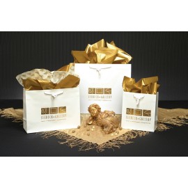 Logo Imprinted Gloss Traditional Shape Gloss White Euro Tote (6.5"x3.5"x6.5")  Logo Imprinted Gloss Traditional Shape Gloss White Euro Tote (6.5"x3.5"x6.5")