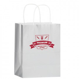 White Gloss Paper Shopping Bags Logo Imprinted