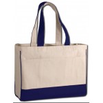 Custom Printed Boxy and Sturdy 2 Tone Canvas Classic Bag with Front Pocket and Self Fabric Handles - Colors