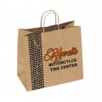 100% Recycled Custom Paper Tan Kraft Shopping Bag w/ Twisted Handles (10"x5"x10") Logo Imprinted
