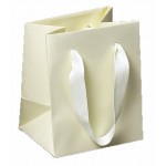 Custom Imprinted Process Printed Cotton Twill Ribbon Euro Tote Bag (Ivory) (5"x4"x6")