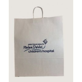 Custom Imprinted White Kraft Paper Shopping Bag (16"x9"x19.25")