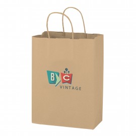 Natural Kraft Shopper with Full Color Digital Print (10 x 5 x 13) Logo Imprinted  Natural Kraft Shopper with Full Color Digital Print (10 x 5 x 13) Logo Imprinted