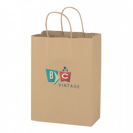 Natural Kraft Shopper with Full Color Digital Print (10 x 5 x 13) Logo Imprinted