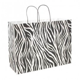 Zebra Print Kraft Shopping Bag (16"x6"x13") Custom Imprinted