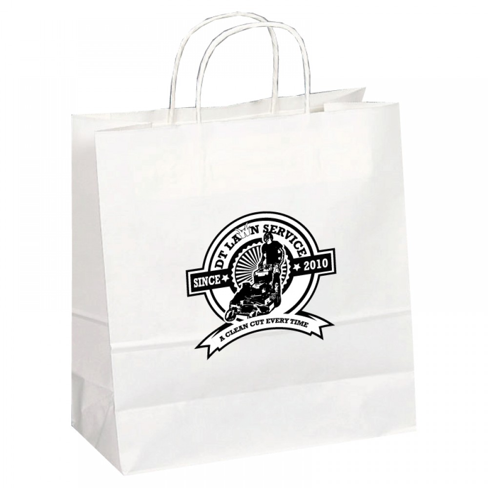 Custom Imprinted White Kraft Paper Shopping Bag (13"x6"x16") Custom Imprinted White Kraft Paper Shopping Bag (13"x6"x16")