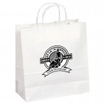 Custom Imprinted White Kraft Paper Shopping Bag (13"x6"x16")