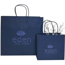 Custom Printed Navy Turn Top Paper Shopper