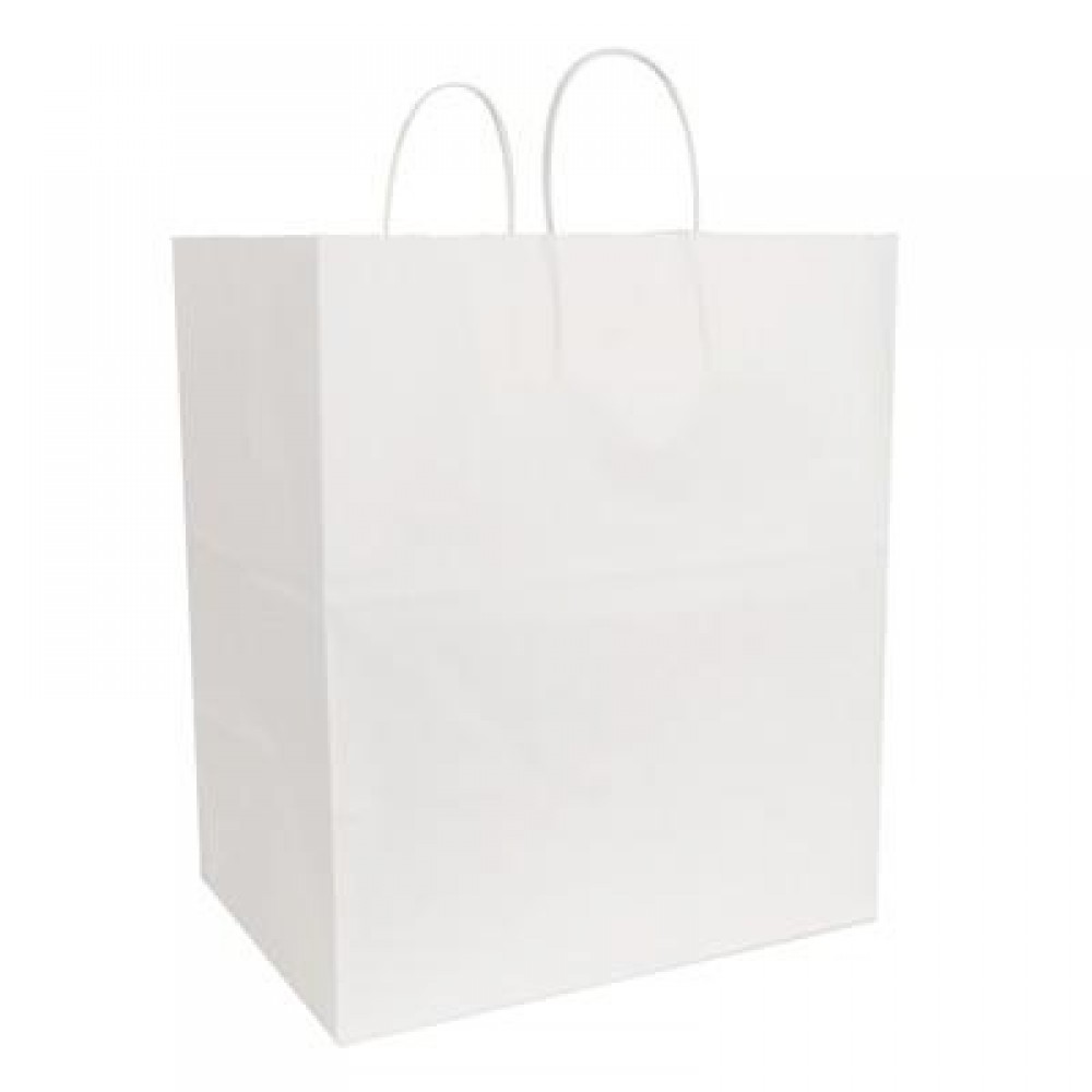 Custom Imprinted White Kraft Shopping Bag (14"x9.5"x16.25")