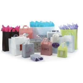 Frosted Colors Shopping Bag w/ Soft Loop Handle (10"x7.75"x14") Logo Imprinted  Frosted Colors Shopping Bag w/ Soft Loop Handle (10"x7.75"x14") Logo Imprinted