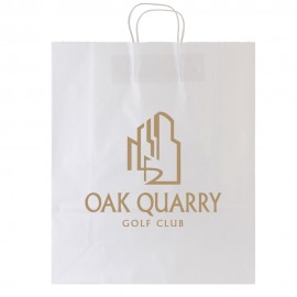 White Kraft Shopping Bag (16"x6"x19") Custom Printed
