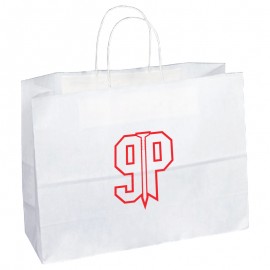 Custom Imprinted White Kraft Paper Shopping Bag (16"x6"x12")