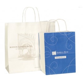 Custom Imprinted 100% Recyclable Custom White Paper Shopping Bag (8"x4 3/4"x10 1/4")  Custom Imprinted 100% Recyclable Custom White Paper Shopping Bag (8"x4 3/4"x10 1/4")