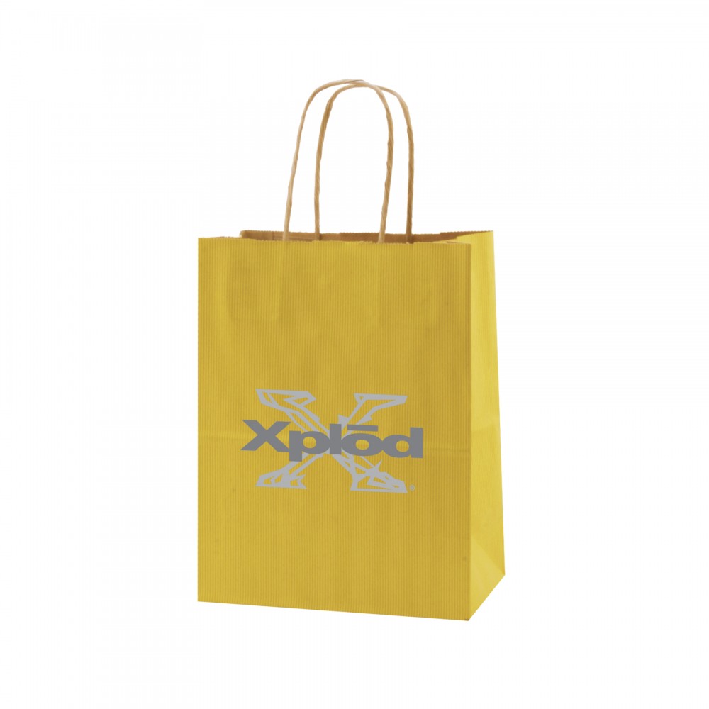 Logo Imprinted Striped Tinted Kraft Shopping Bag (8.27"x4.33"x10.63")