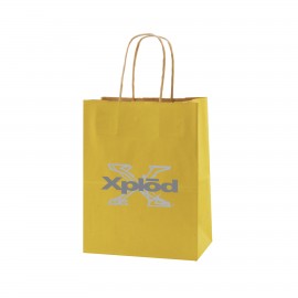 Logo Imprinted Striped Tinted Kraft Shopping Bag (8.27"x4.33"x10.63")