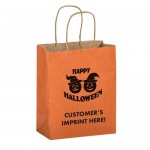 Custom Printed Halloween Stock Design Matte Orange Shopper Pumpkins - Customized (8"x4 3/4"x10 1/2") - Flexo Ink