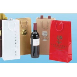 Custom Imprinted Gloss Euro Tote Wine Bag w/ Rope Handles (6 1/2"x3 1/2"x13")