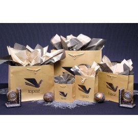 Matte Gold Dust Traditional Shape Paper Euro Tote (8"x4"x9") Custom Imprinted  Matte Gold Dust Traditional Shape Paper Euro Tote (8"x4"x9") Custom Imprinted