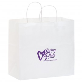 White Kraft Paper Carry-Out Bag (13"x7"x12 3/4") Logo Imprinted