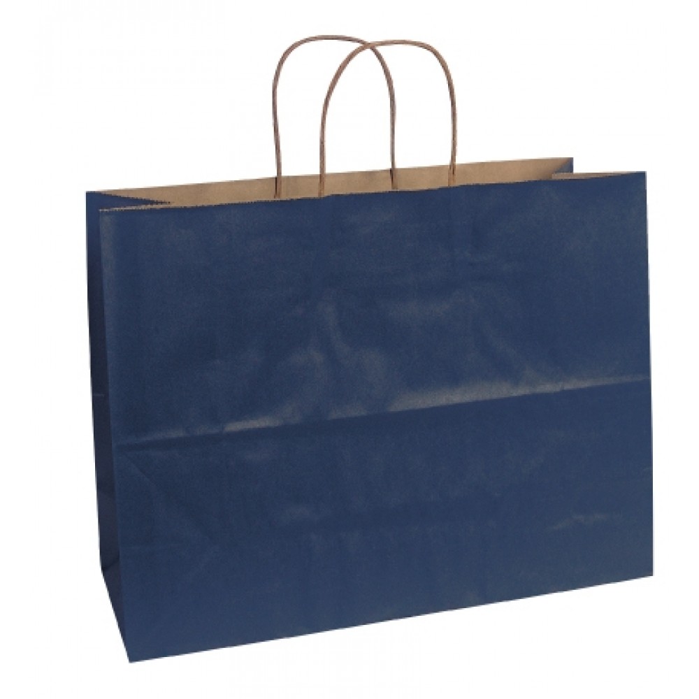 Custom Imprinted 100% Recycled Tinted Tan Kraft Paper Shopping Bag (16"x6"x12") (Navy Blue) Custom Imprinted 100% Recycled Tinted Tan Kraft Paper Shopping Bag (16"x6"x12") (Navy Blue)