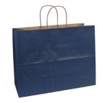 Custom Imprinted 100% Recycled Tinted Tan Kraft Paper Shopping Bag (16"x6"x12") (Navy Blue)