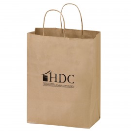 Custom Imprinted Natural Kraft Paper 2 Bottle Wine Tote Bag (8 1/4"x4 3/4"x13 5/8") - Flexo Ink