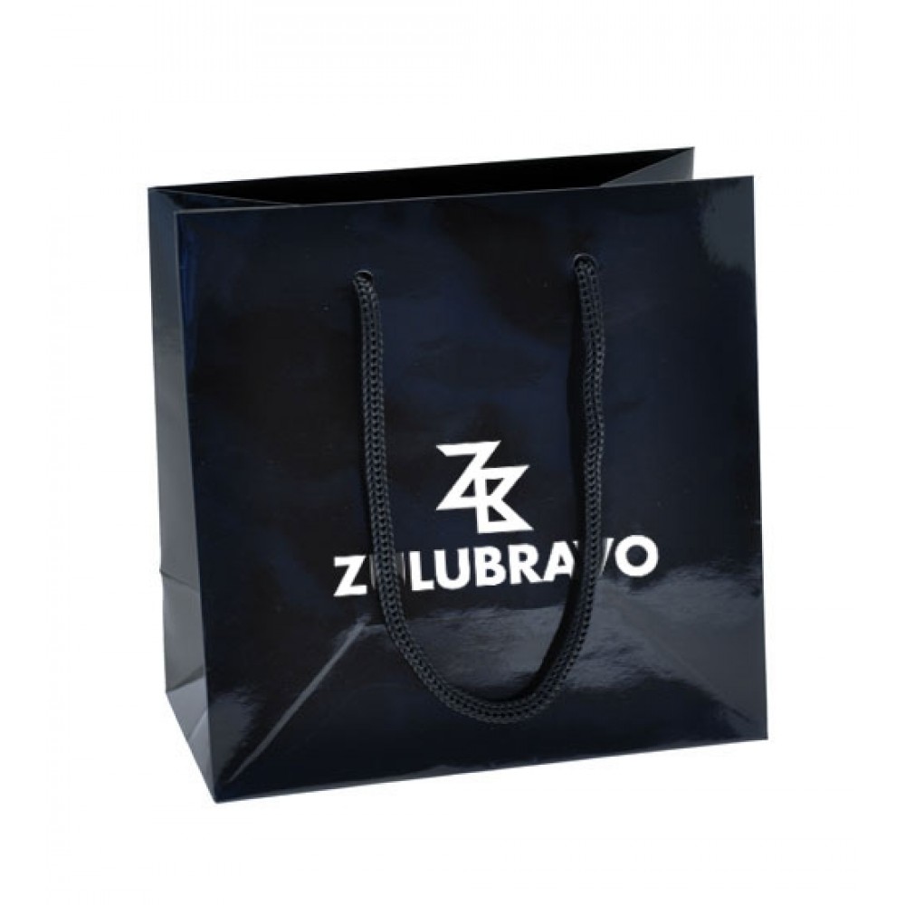 Custom Printed Ink Imprinted Gloss Eurotote Bag (6 1/2"x3 1/2"x6 1/2") (Black) Custom Printed Ink Imprinted Gloss Eurotote Bag (6 1/2"x3 1/2"x6 1/2") (Black)