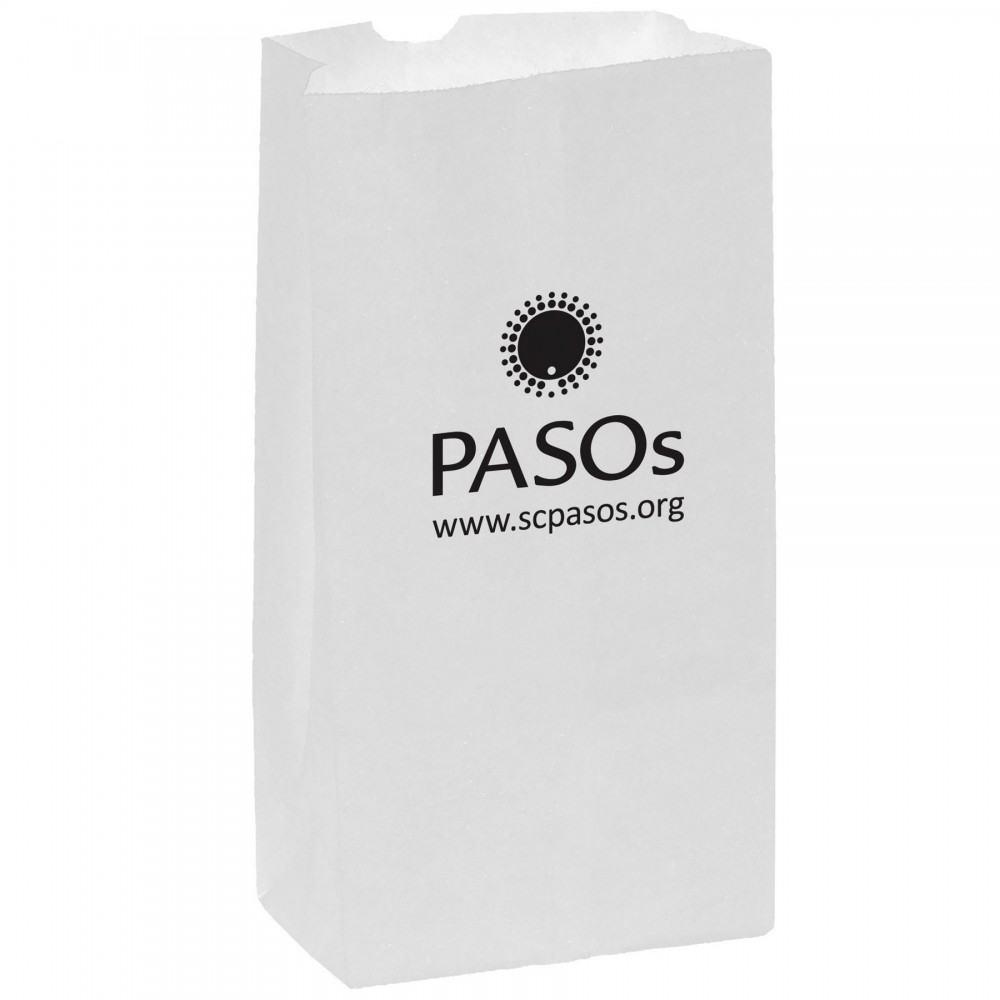 Logo Imprinted White Kraft Paper SOS Grocery Bag (Size 10 Lb.)