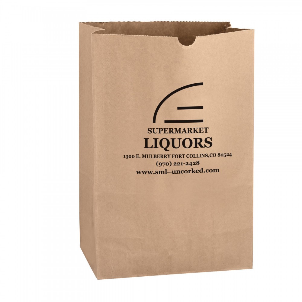 Custom Imprinted Natural Kraft Paper SOS Grocery Bag (Size 1/6 Bbl.)