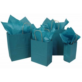 Custom Printed Solid Tint on Kraft Peacock Blue Bag (8"x4.5"x10.25")  Custom Printed Solid Tint on Kraft Peacock Blue Bag (8"x4.5"x10.25")