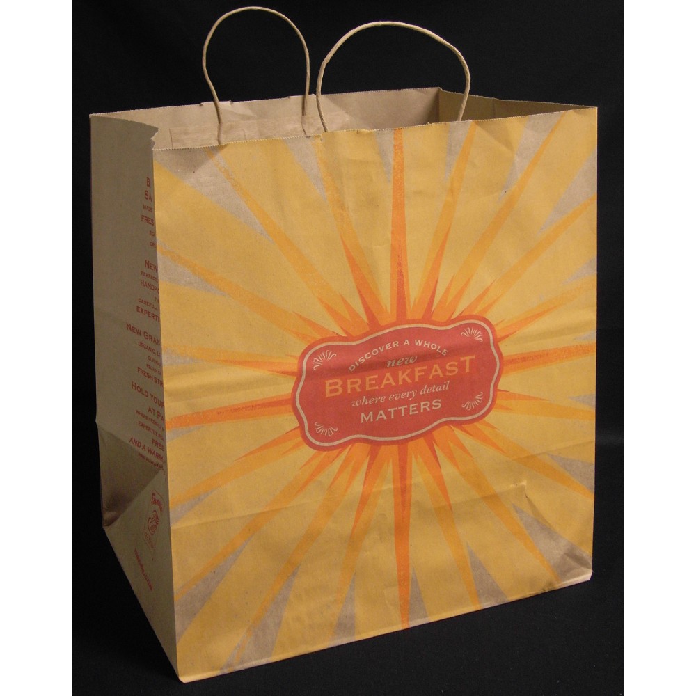 Logo Imprinted Recycled Natural Kraft Shopping Bag (14''x10''x16'')