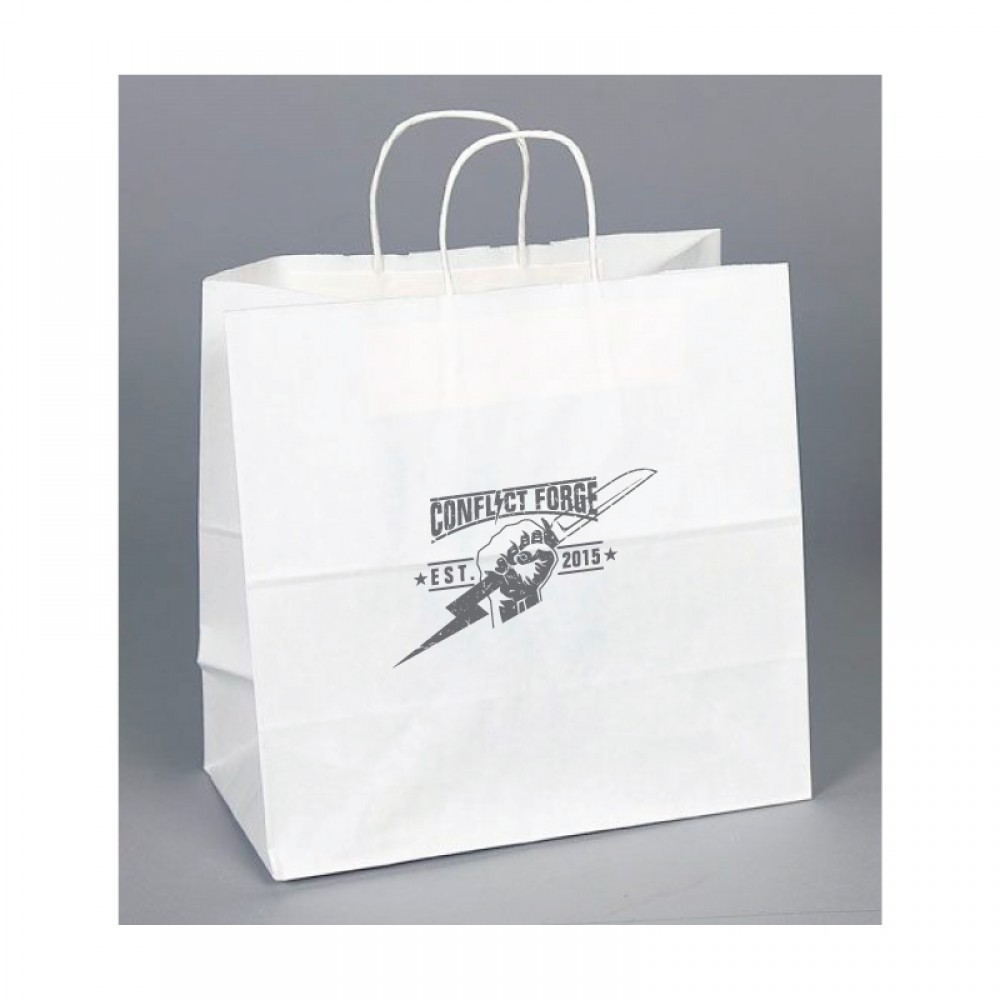 Custom Printed White Kraft Paper Shopping Bag (10"x5"x10")