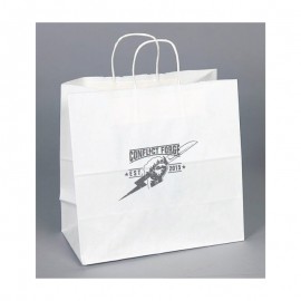 Logo Imprinted White Kraft Paper Shopping Bag (10"x5"x10")  Logo Imprinted White Kraft Paper Shopping Bag (10"x5"x10")