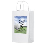 Custom Printed White Kraft Paper Shopper Tote Bag with Full Color (10"x5"x13") - Color Evolution