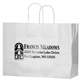 Logo Imprinted White Gloss Paper Shopping Bags  Logo Imprinted White Gloss Paper Shopping Bags