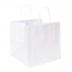 Logo Imprinted ECO White Kraft Eurostyle Take Out Shopping Bag (10.25" x 10" x 10")