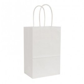 Logo Imprinted ECO White Kraft Shopping Bag (5 1/2"x3 1/4"x8 3/8")  Logo Imprinted ECO White Kraft Shopping Bag (5 1/2"x3 1/4"x8 3/8")