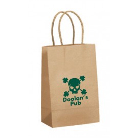Custom Imprinted Recycled Tan Kraft Paper Shopping Bag (5 1/2"x3 1/4"x8 3/4")